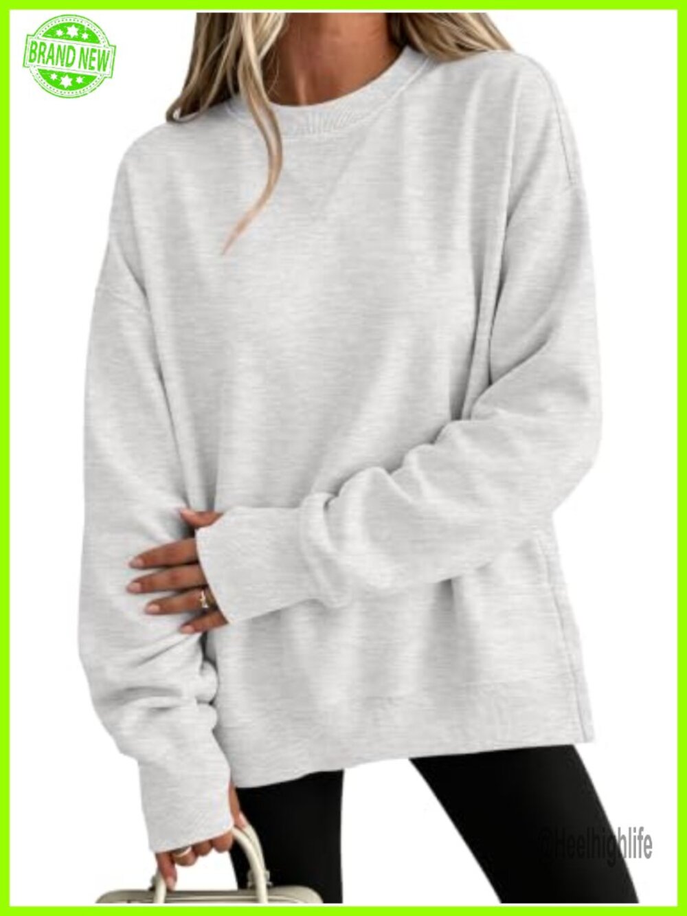 Women's Loose Fit Fleece Crewneck Sweatshirt with Thumb Hole Cuffs
